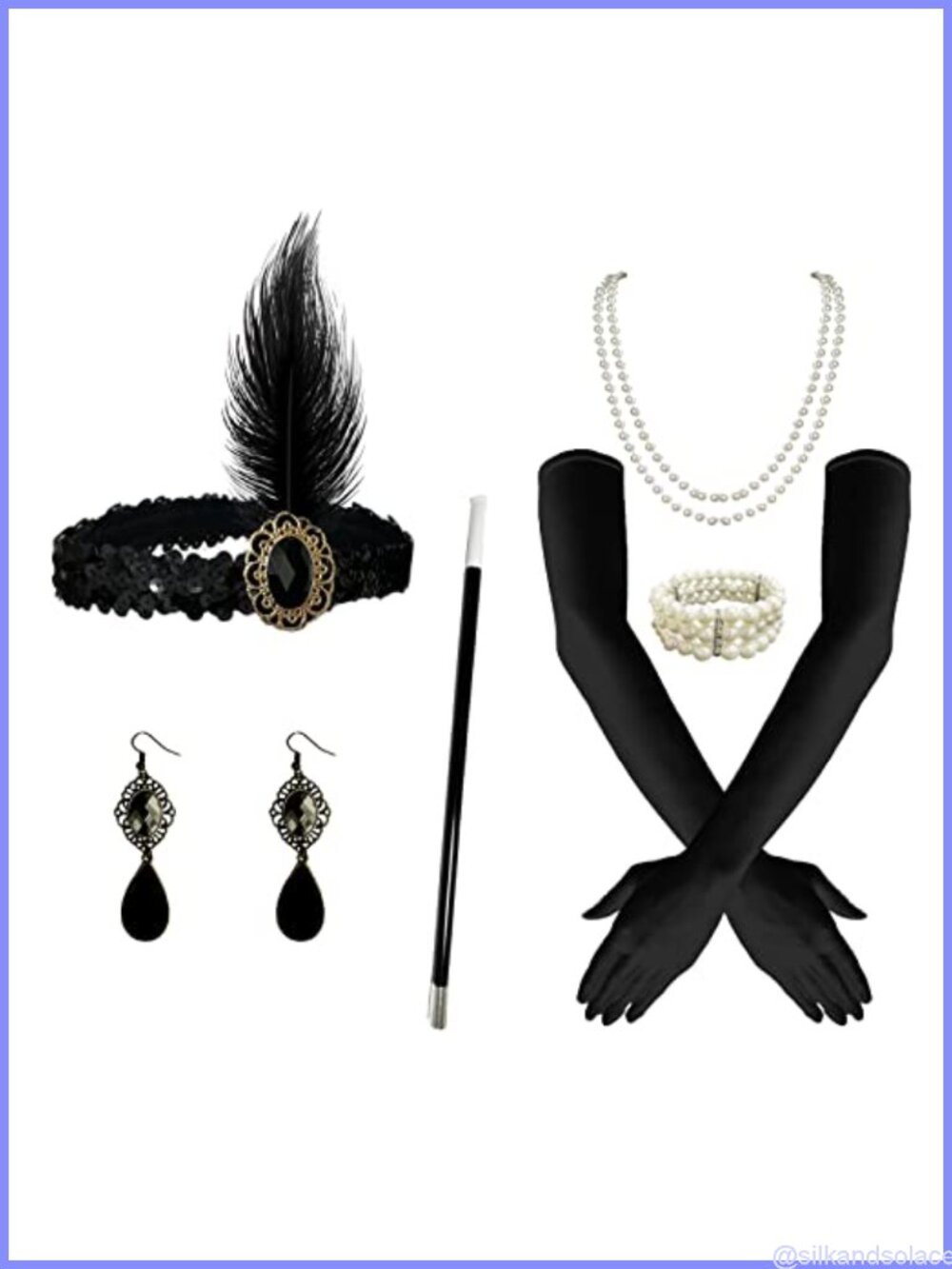 1920s Flapper Headpiece Set Feather Hair Accessories Costume Kit